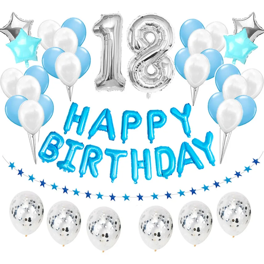 38pcs Number 18 Birthday Balloons 18th Happy Years Old Party Decorations Gold And Black Boy Girl 81 81st Supplies | Дом и сад