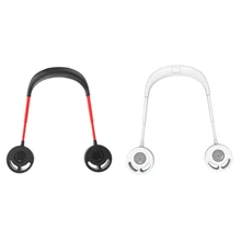 2 Set 2000 MAh USB Fan Bladeless Fan Hanging Rechargeable Mini Sports Fans Air Conditioner, Black-Red & White
