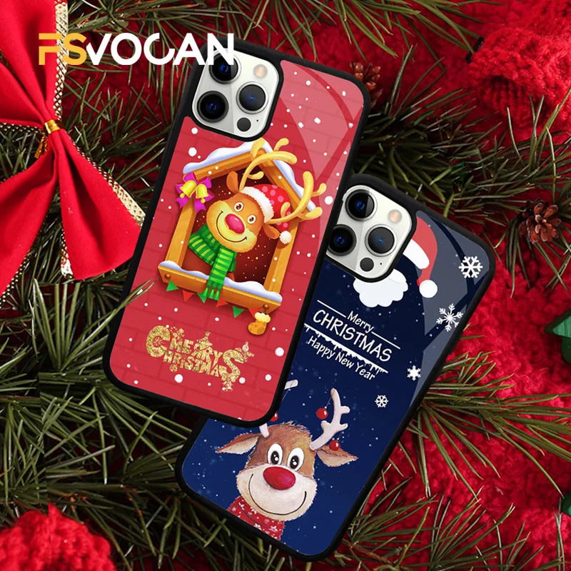 Custodia Per Telefono Girly Snowflake Merry Christmas Tree Per Iphone 11 12 13 Pro Max 7 8 Plus X Xr Xs 5G Cute Girls Women Children Cover