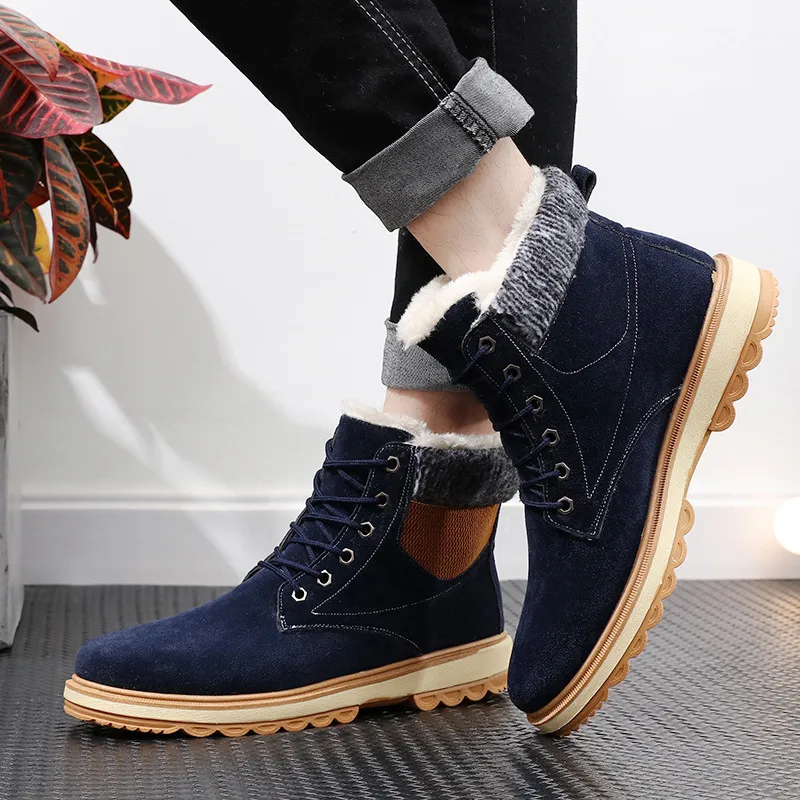 Warm Men Snow Boots High Top Plus Velvet Warm Mens Winter Boots Casual Men Boots
