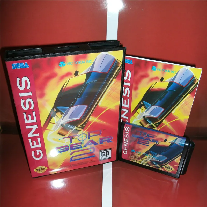 Top Gear 2 US крышка с коробкой и руководством для Sega Megadrive Genesis Видео игровой консоли 16