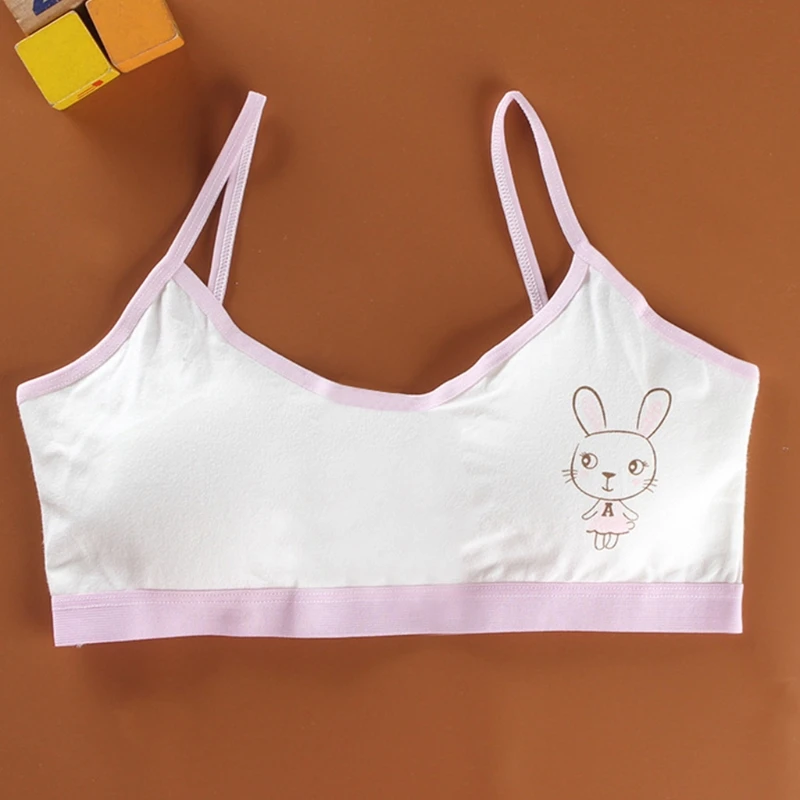 Хлопковое нижнее белье с рисунком кролика для девочек-подростков спортивный бюстгальтер без косточек