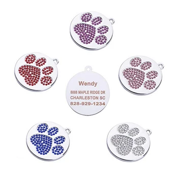 

Anti-lost Personalized Dog Tags Free Engraved Cat Puppy Pet ID Name Collar Tag Pendant Pet Accessories Customized/Paw Glitter