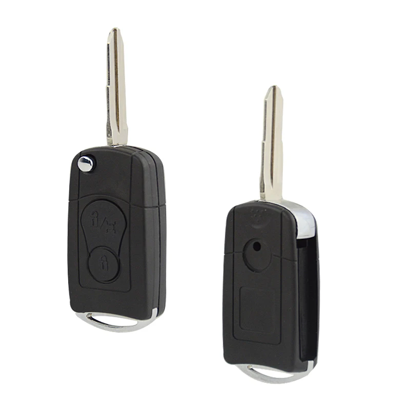 OkeyTech 2 Buttons Modified Flip Folding Remote Car Key Case For SsangYong Actyon Kyron Rexton Key Shell Case Blank Uncut Blade Key case Car key shell Key shell