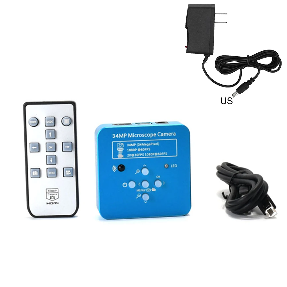us plug 34MP 2K 1080P HDMI USB камера промышленный микроскоп электронный Лупа с управлением Romote для камеры s телефон ремонт FK - Цвет: us plug