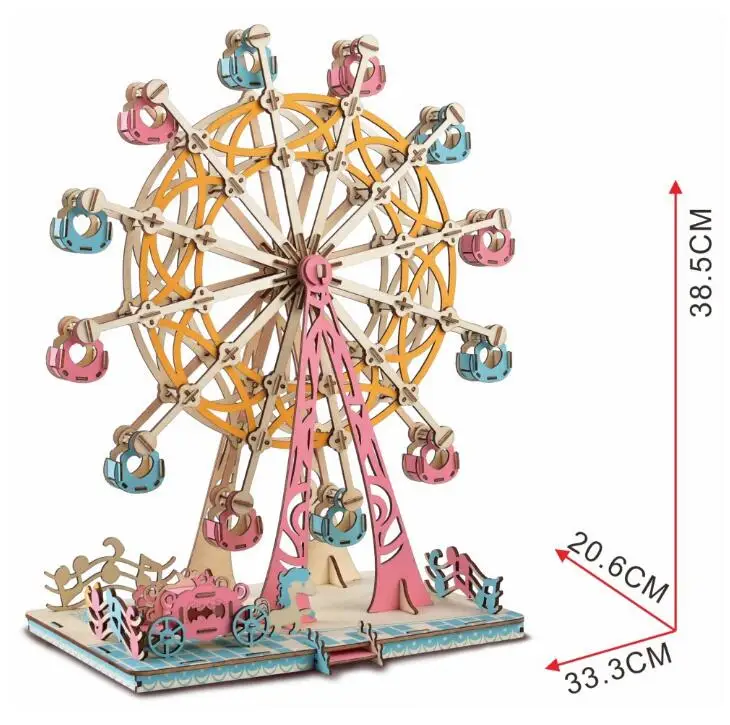 Differet Тип 3D дом и колесо обозрения игрушки Пазлы трехмерная деревянная модель