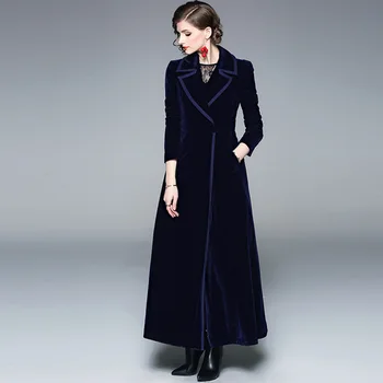 

Windbreaker Tide Suit Lead Long Sleeve Secretly Buckle Back Velvet Lengthen Fund Loose Coat abaya