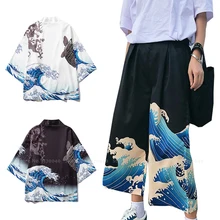Для мужчин женщин пары обувь в японском стиле Харадзюку на платье-кимоно Yukata Haori пальто китайский Hanfu кардиган серия укиё-э широкие штаны-шаровары