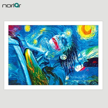 

Wall Art Canvas Painting Joker Van Gogh Oil Paint Starry Night Decorative Art Canvas Print Modern Wall Decor Artwork No Frame