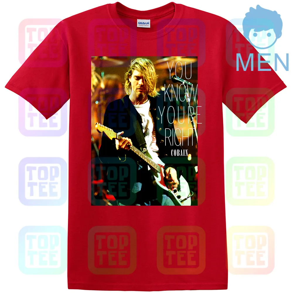 Курт Кобейн право лицензированных Nirvana футболка в Utero Nevermind мужчин - Цвет: MEN-RED