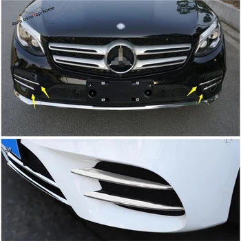

Yimaautotrims For Mercedes-Benz C Class W205 2019 2020 Chrome / Carbon Fiber Look Front Fog Lights Lamps Eyebrow Cover Trim