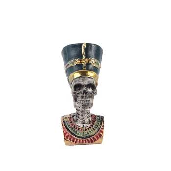 HeyMamba Ancient Egyptian Pharaoh Cleopatra Figurine Statue Resin Skull For Home Halloween Decoration Collectible