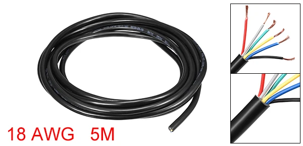 6 Core 18AWG 16.4ft Uxcell RVV 2 Core 3 Core 4 Core 5 Core 6 Core 13AWG 17AWG 18AWG 20AWG 16.4ft провод удлинитель медный провод проводник - Цвет: 6 Core 18AWG 16.4ft