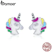 BAMOER, высокое качество, серебро 925 пробы, красочные серьги-гвоздики с памятью для женщин, Стерлинговое Серебро, ювелирное изделие, подарок SCE393