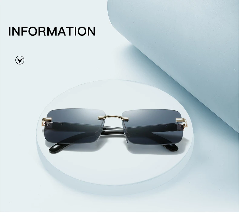 SO&EI Fashion Rectangle Sunglasses Women Vintage Rimless Ocean Gradient Lens Eyewear Shades UV400 Men Brand Designer Sun Glasses reader sunglasses