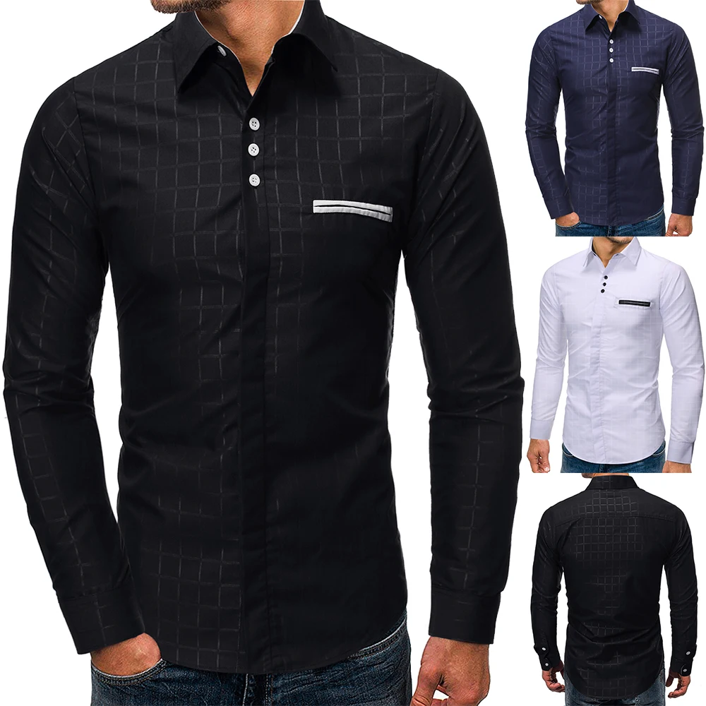 PUI men TIUA, деловые рубашки для мужчин, Chemise Homme, мужская повседневная приталенная рубашка на пуговицах с отложным воротником и длинным рукавом