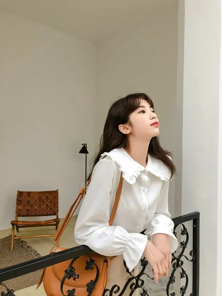 Shirts Women Solid Simple New Arrival Spring Korean Style Chic Trendy Casual Blouses Elegant Vintage Womens Streetwear All-match