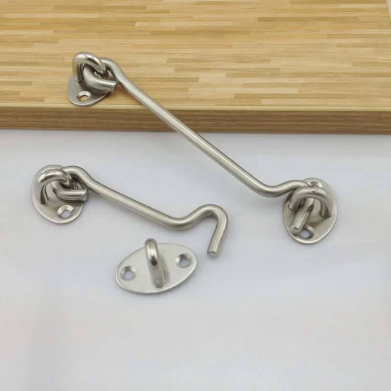 New Hot Stainless Steel Window Door Buckle Cabin Hook Eye Latch Lock Silent Holders Catch Lock SMD66