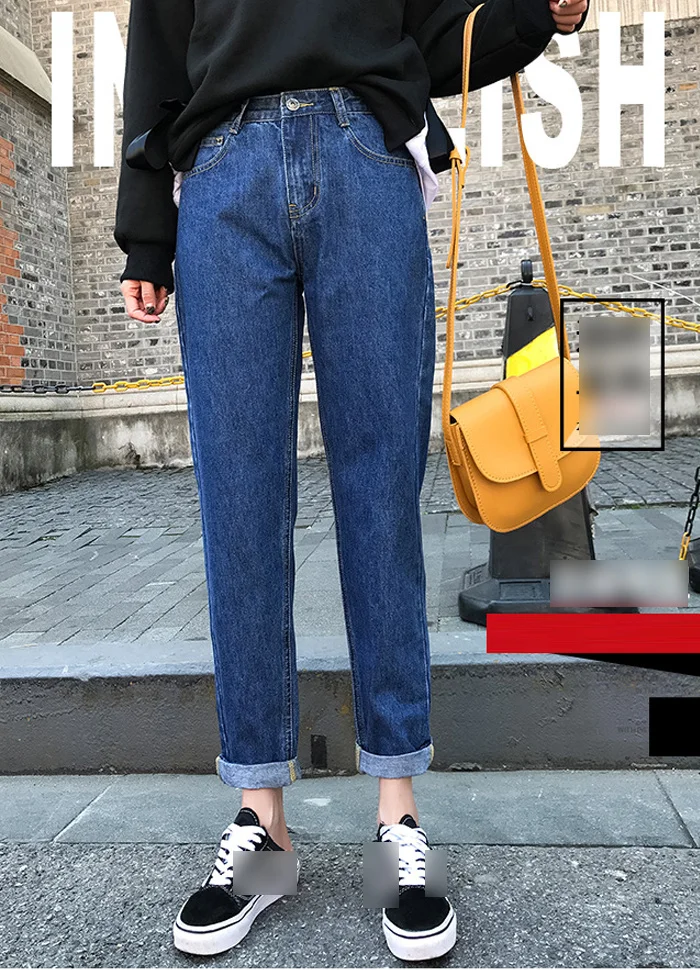 Jeans For Women High Waist Cotton White Harem Mom Jeans Spring New Plus Size Black Women Jeans Denim Pants Beige Blue