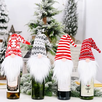 

Christmas Decorations For Home Table Christmas Wine Bottle Cover Bottle Case Cover For Wine New Year's Decorations On The Table