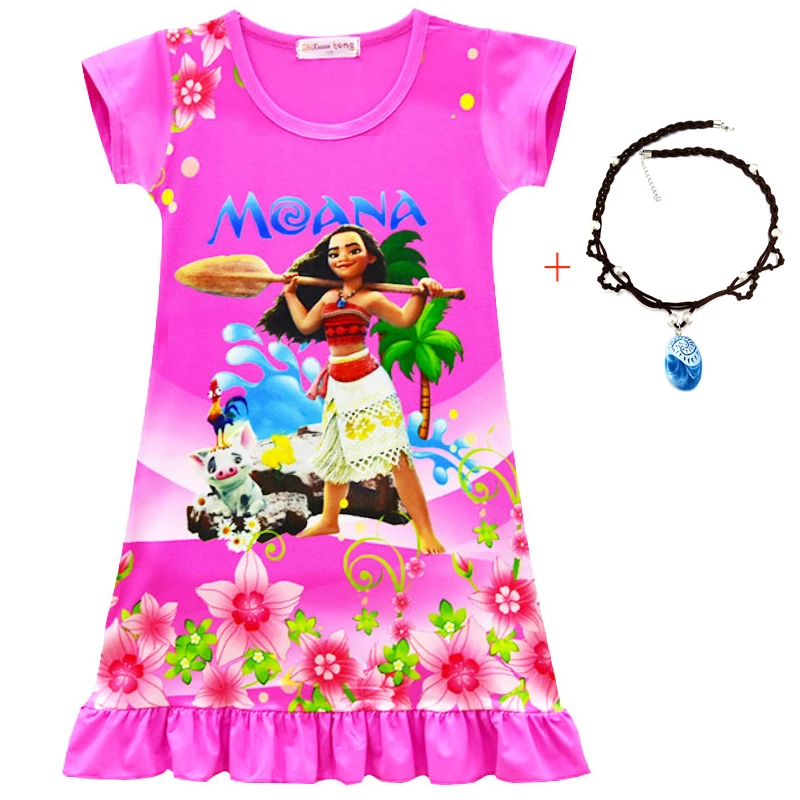 ZHBNN Moana Girls Nightgown Cartoon Pajamas Princess Dress 