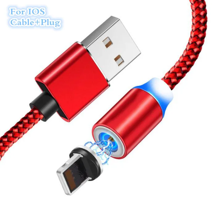 Micro USB Тип C магнитный кабель 2.4A быстрая зарядка Магнит зарядное устройство За iPhone 6 7 Huawei Samsung S9 Xiaomi USB C магнитная зарядка провод - Тип штекера: red for iPhone