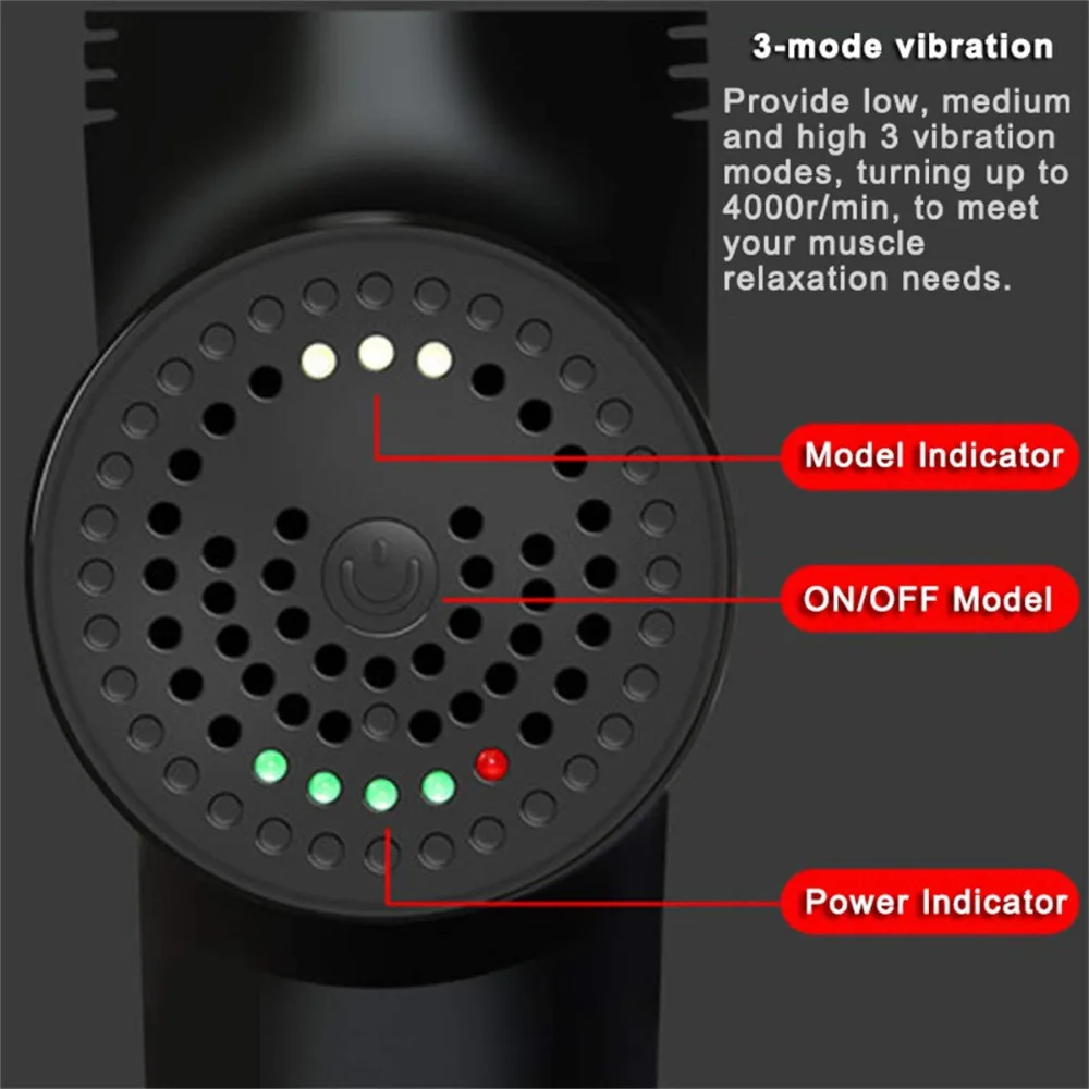 Перезаряжаемый пистолет для массажа мышц высокой мощности помогает снять боль в мышцах и жесткость с 4 головками коробка для хранения
