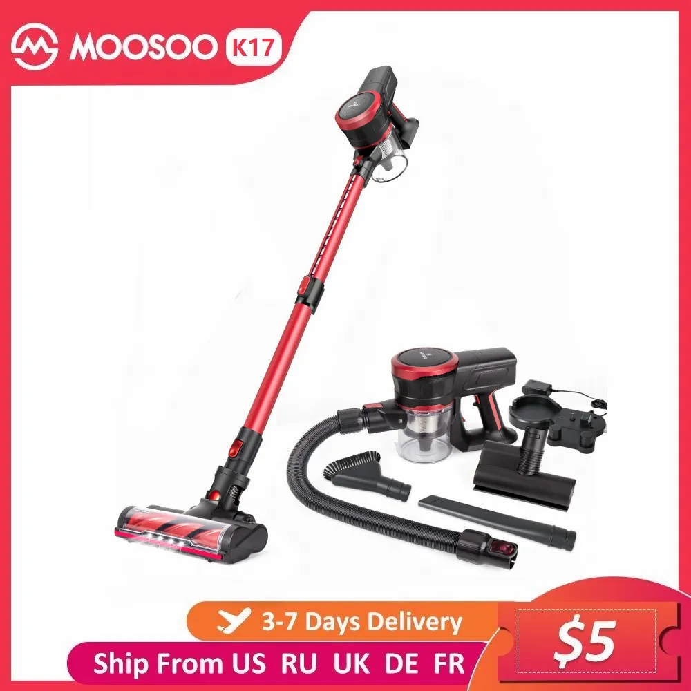 MOOSOO K17 Cordless Vacuum Cleaner,23Kpa Suction, 200w Power, with LED