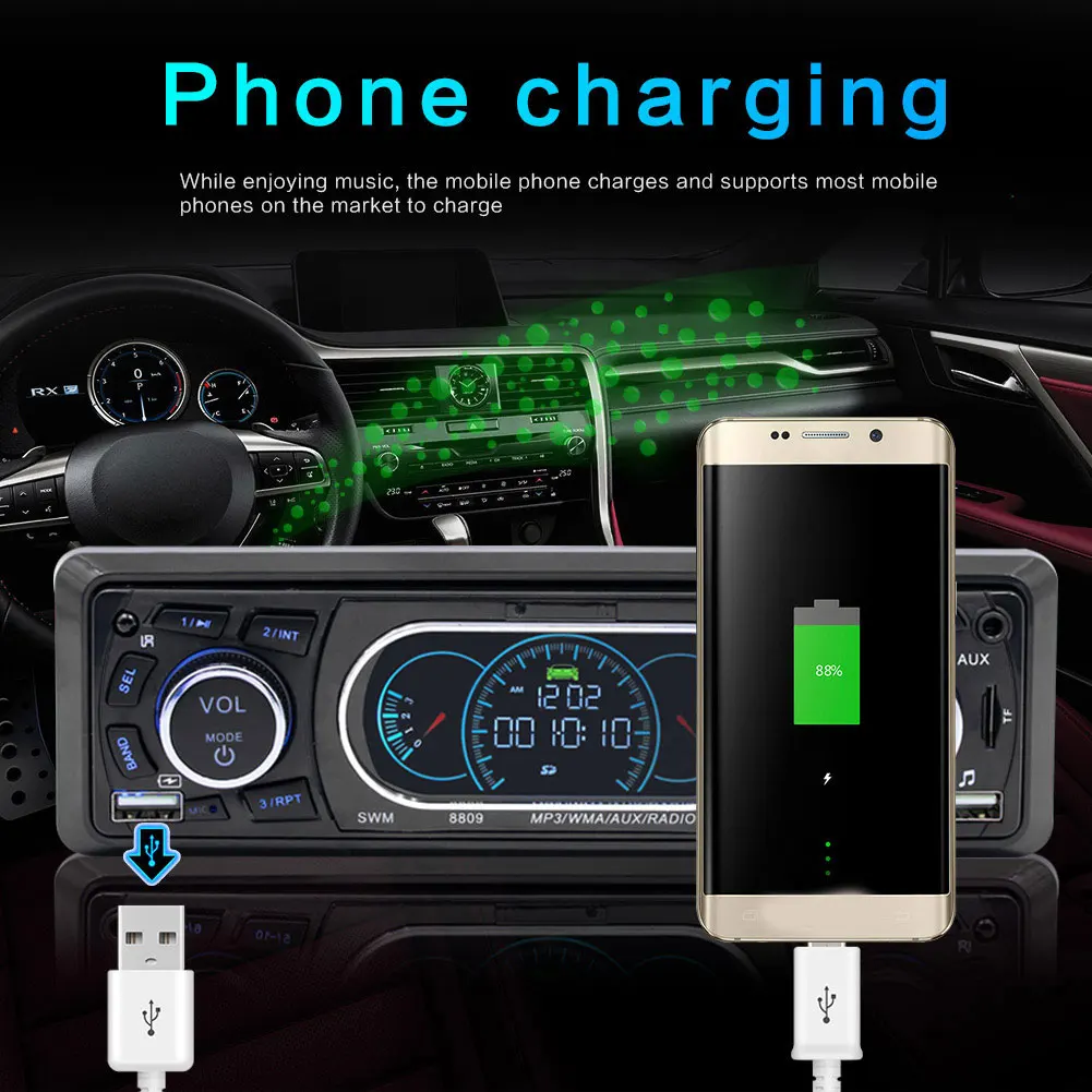 SWM 8809 1 Din автомобильный fm-радио Bluetooth пульт дистанционного управления двойной USB стерео MP3-плеер