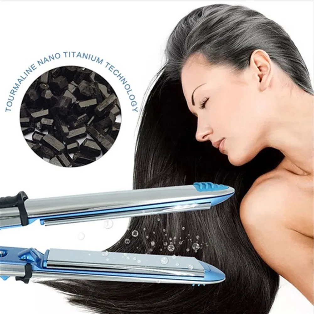 Макс. 750 °F ЖК-дисплей с цифровым дисплеем Регулируемая температура 2 в 1 выпрямитель для волос& бигуди для волос синий утюжок для волос щипцы для завивки волос
