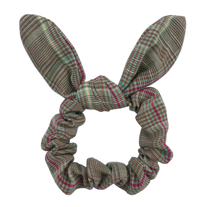 Vintage Plaid-530 Полосатые/клетчатые/в горошек/леопардовые кроличьи ушки резинки для волос для девочек/женский хвостик, держатель для волос, резинки для волос, аксессуары для волос с бантиком - Цвет: Vintage Plaid-530