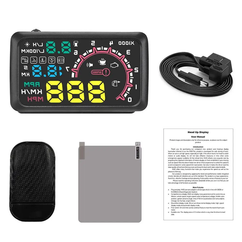 5.5inch Car HUD Head-up Display OBD2 Overspeed Warning System Projector Windshield Auto Electronic Voltage Alarm 5.5inch Car HUD Head-up Display OBD2 Overspeed Warning System Projector Windshield Auto Electronic Voltage Alarm