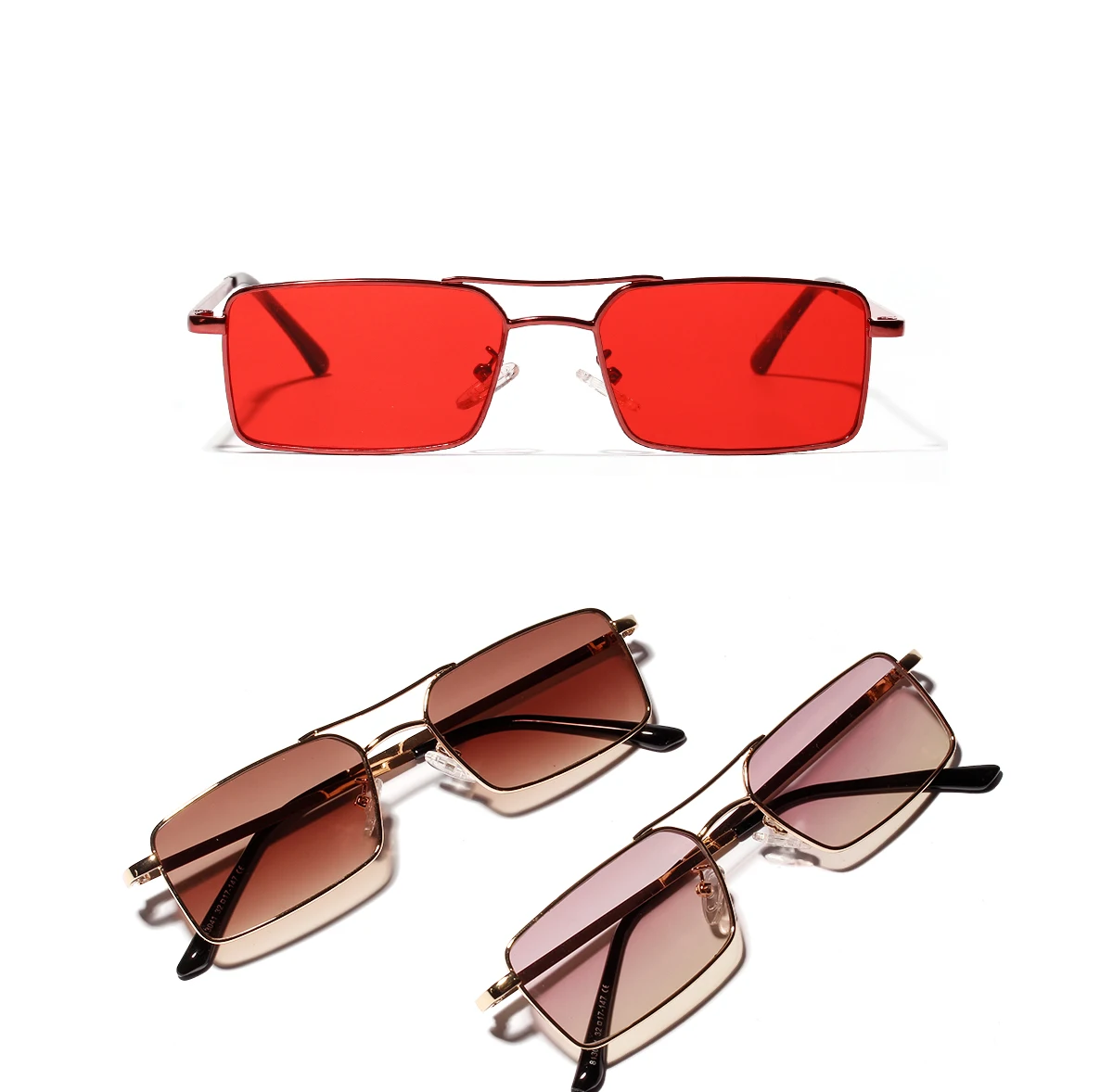 New sunglasses double beam small Metal frame square sunglasses