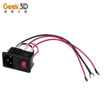 

3D Printer 220V/110V 15A Short Circuit Protection Safety Switch Power Supply Switch Male Socket with Fuse For 3D Printer Parts