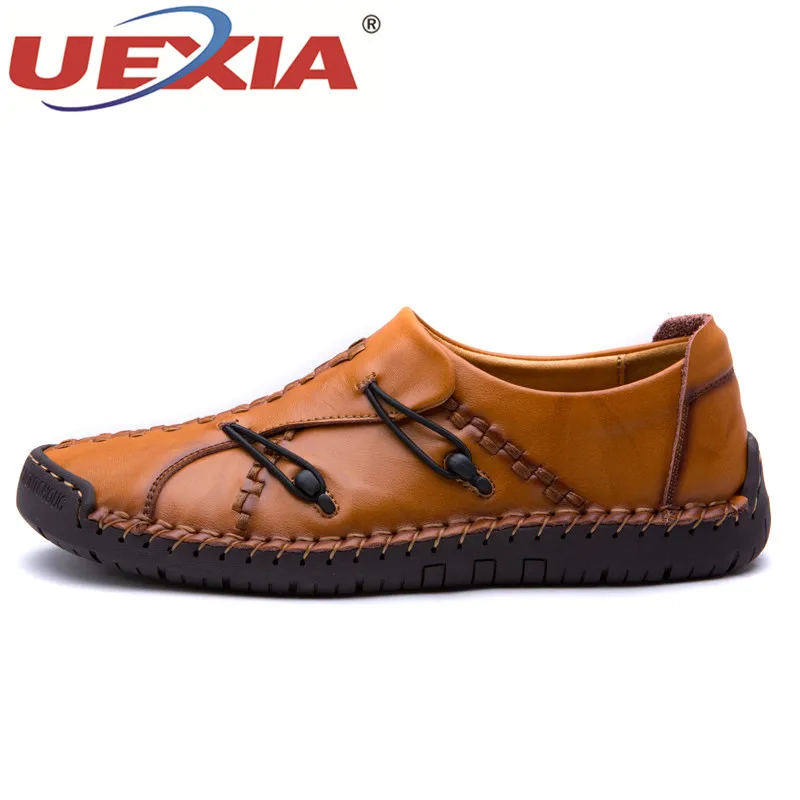 UEXIA кожаные лоферы ручной работы; Мокасины без шнуровки; кроссовки на плоской подошве; повседневная мужская обувь высокого качества; Мужская обувь для взрослых