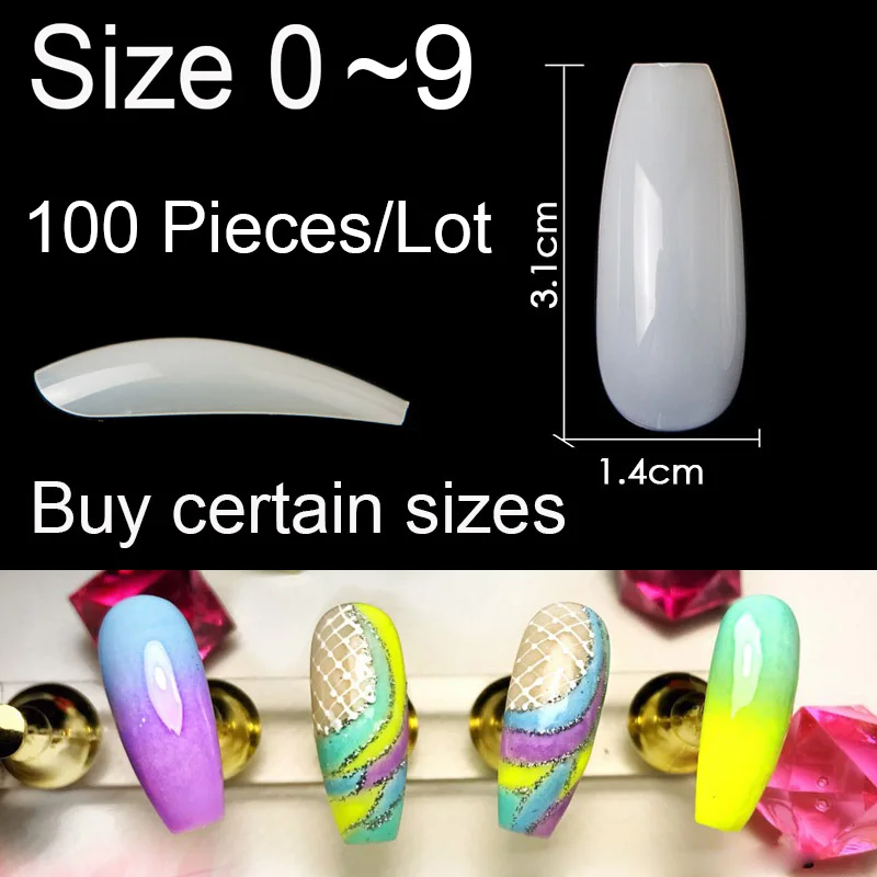 100 Pieces Per Pack Of One Certain Size Ballerina Coffin Full Cover Acrylic False Nails Fake Nail Manicure 0 1 2 3 4 5 6 | Красота и