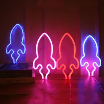 Led Neon Licht Kleurrijke Raket Neon Teken Voor Kamer Home Christmas Party Bruiloft Decoratie Xmas Gift Neon Lamp Batterij Of usb Led Neon Licht Kleurrijke Raket Neon Teken Voor Kamer Home Christmas Party Bruiloft Decoratie Xmas Gift Neon Lamp Batterij Of usb