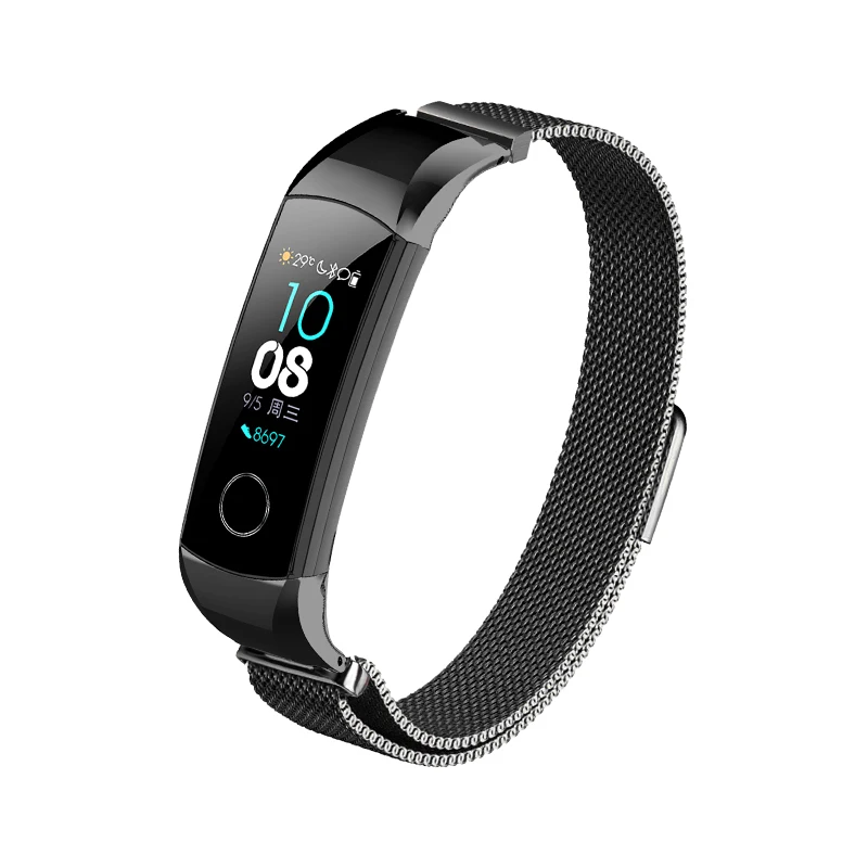 Milanese black Миланская группа Loop For Honor Band 4 5 Ремешок из металла Для Huawei Honor Band 4 Браслет из нержавеющей стали Браслет Для чести Band 5 - Цвет ремешка: Milanese black