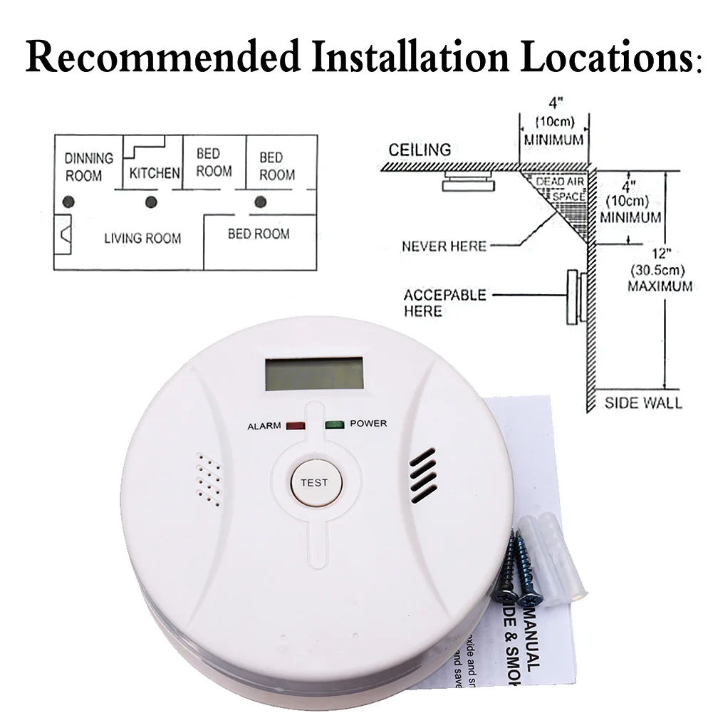 

2 In 1 Combination Carbon Monoxide + Smoke Alarm Battery Operate CO & Smoke Detector AS99