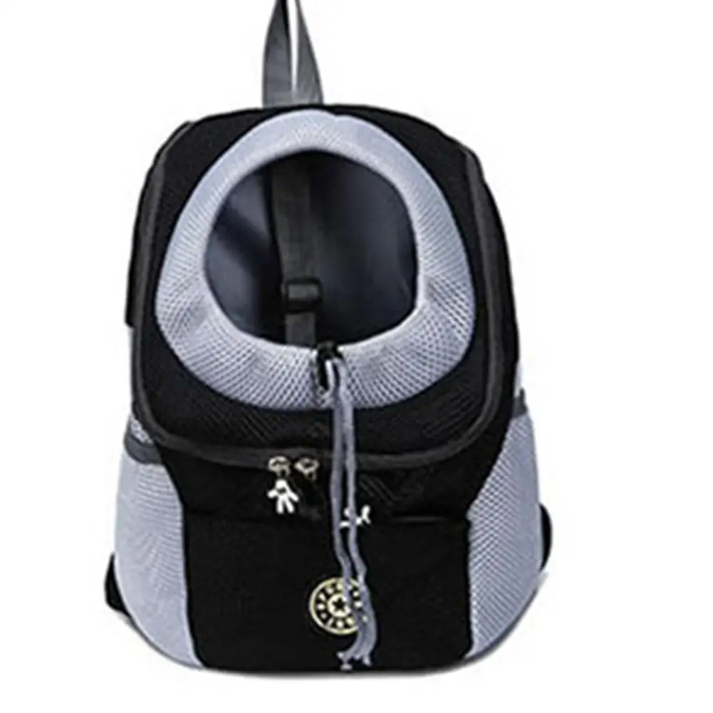 Сетчатый рюкзак на открытом воздухе, переносная сумка для домашних животных, передняя сумка для собак, портативный дорожный рюкзак с двойным плечом - Цвет: black