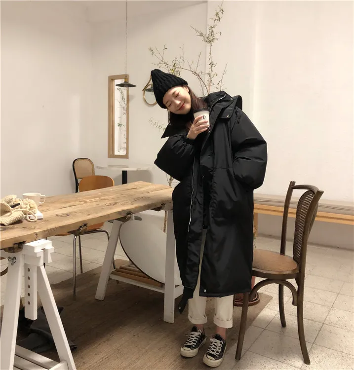 Photo Shoot Thick Couples Long Sleeve Hooded Mid-length Cotton-padded Clothes Cotton Coat