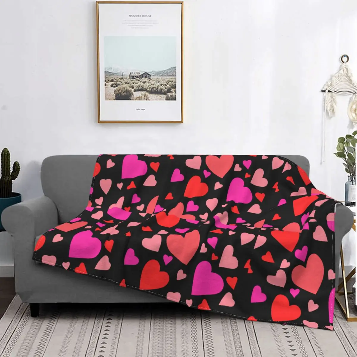 

Decorative Paper Heart Blankets Fleece Decoration Ultra-Soft Throw Blankets for Bedding Bedroom Plush Thin Quilt