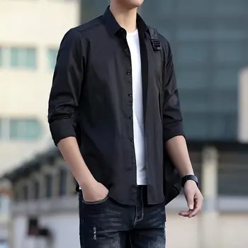 

Solid Color Man Long Sleeve Shirt Business Affairs Leisure Self-cultivation Shirt Trend Male Long Sleeve Plaid Shirts