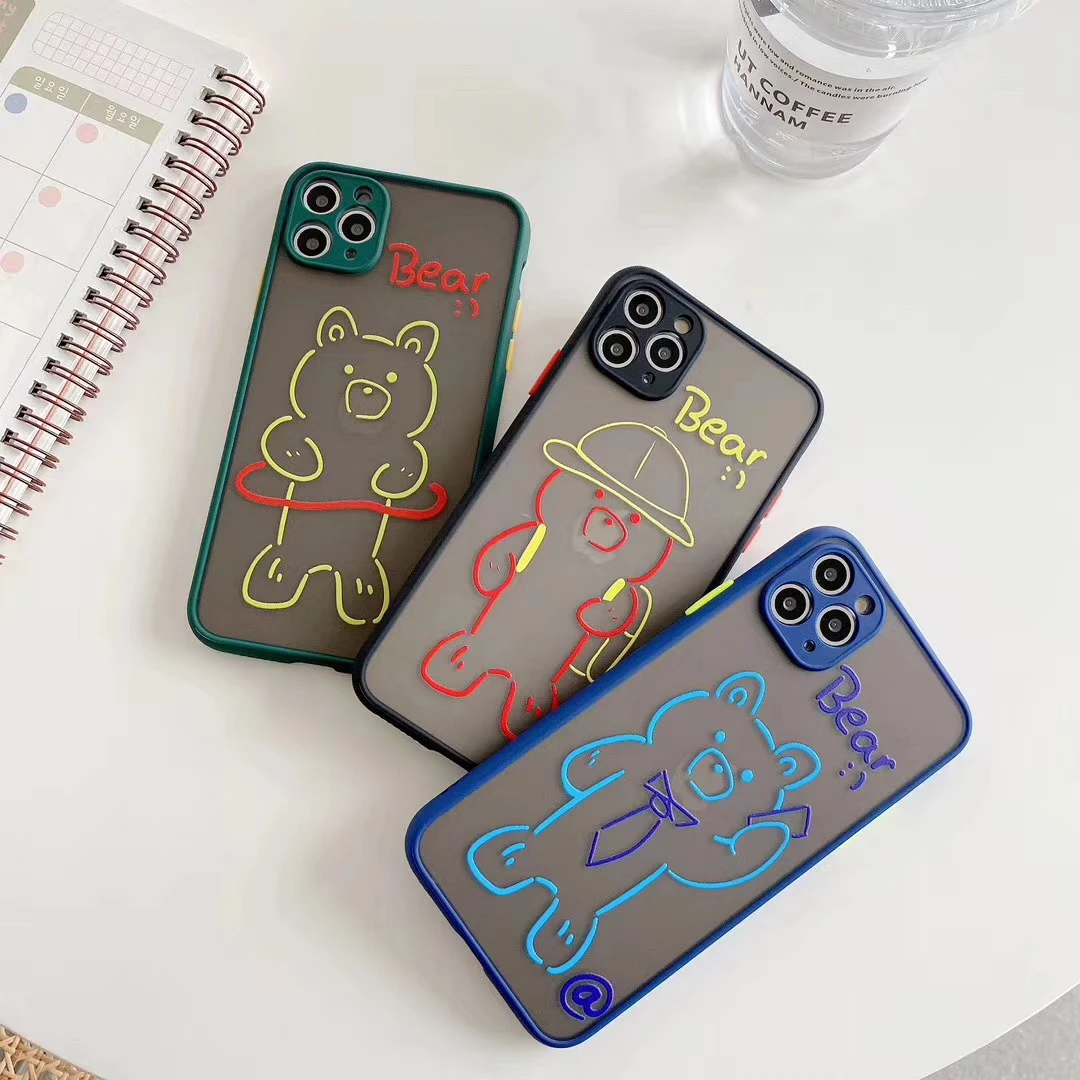 

Cartoon bear phone case for iPhone 7 8 Plus All-inclusive with precise holes and soft edges for iPhone11 ProMAX X XSMAX XR Cover