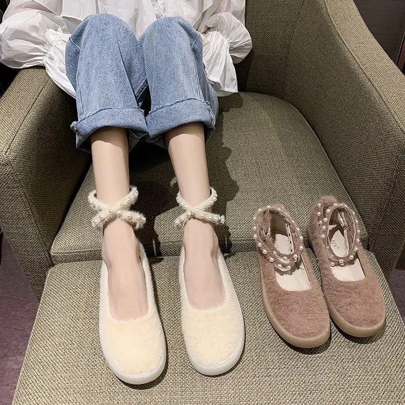 

Spring/Autumn Fashion The New Furry Womens Shoes Casual String Bead Solid Lace-Up Round Toe Cross-tied Breathable High Quality