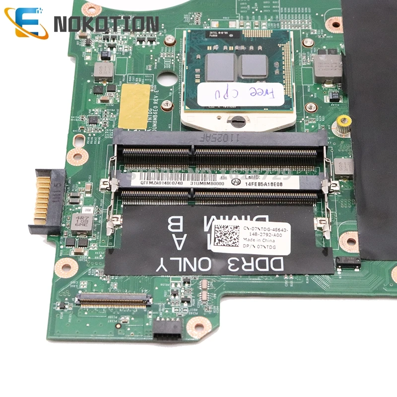 NOKOTION CN-07NTDG 07NTDG DA0UM8MB6E0 для Dell Inspiron 14R N4010 14 дюймов Материнская плата ноутбука HD GMA HM57 DDR3 Бесплатный процессор