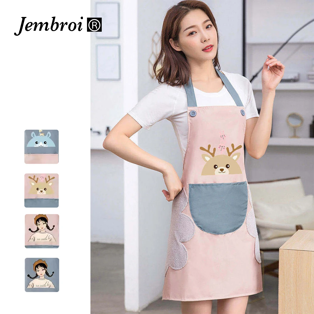 

Cartoon Unicorn Girl Adjustable Kitchen Apron Dress Waterproof Big Pocket Pvc Oil-proof Waiter Barber Apron Baking Accessories