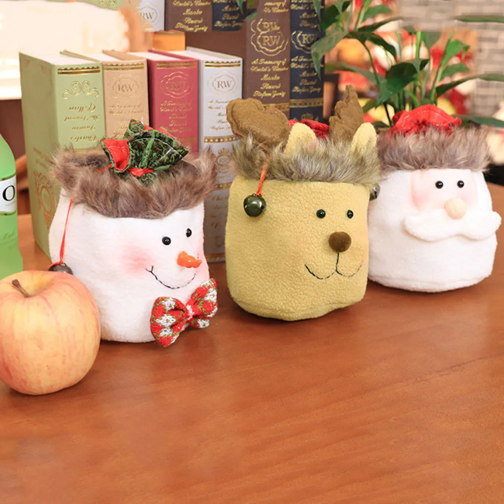 

#L5 Christmas Santa Claus Snowman Elk Apple Bags Chocolate Candy Gift Bag Drawstring Bag Pouch Kids Gift Party Home Decoration