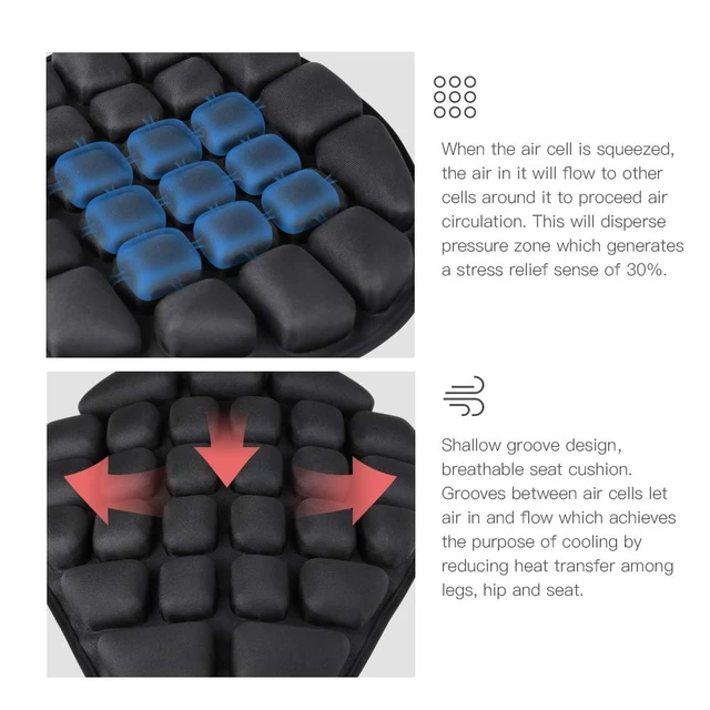 IRON JIA'S Air Motorcycle Seat Cushion Shock Absorption Pressure Relief  Cool Down Technology Motorbike Air Fillable