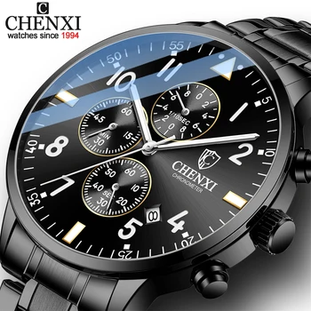 CHENXI Fashion New Men Watches Sport Waterproof Top Brand Luxury Chronograph Quartz Watch Full Steel Men Clock Relogio Masculino 1